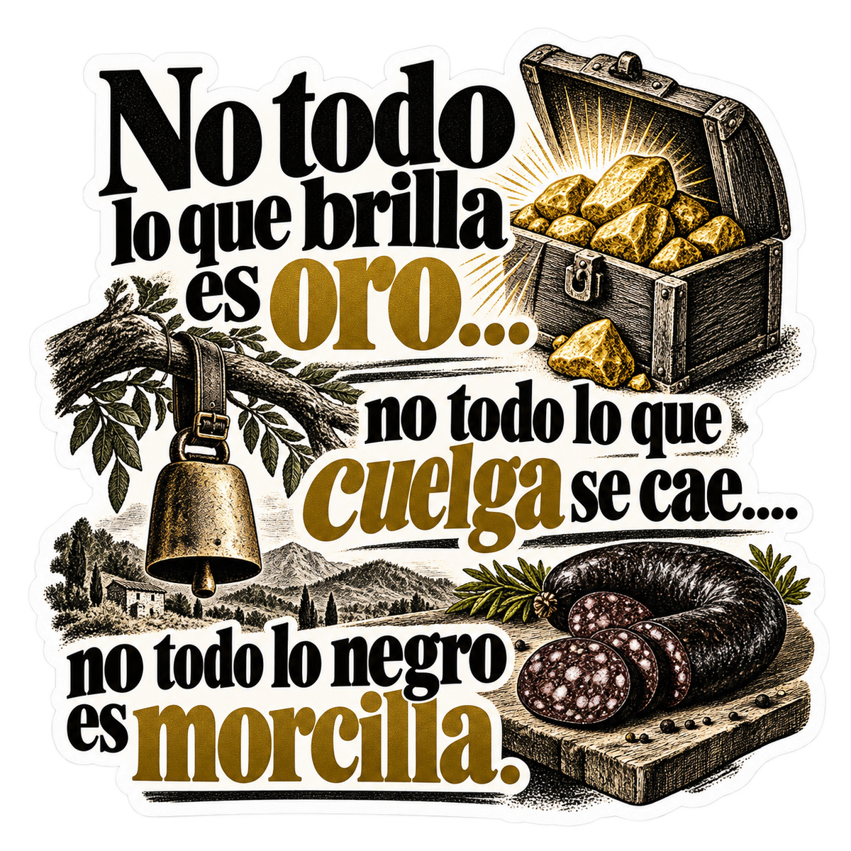 No todo lo que brilla es oro…no todo lo que cuelga se cae….no todo lo negro es morcilla.