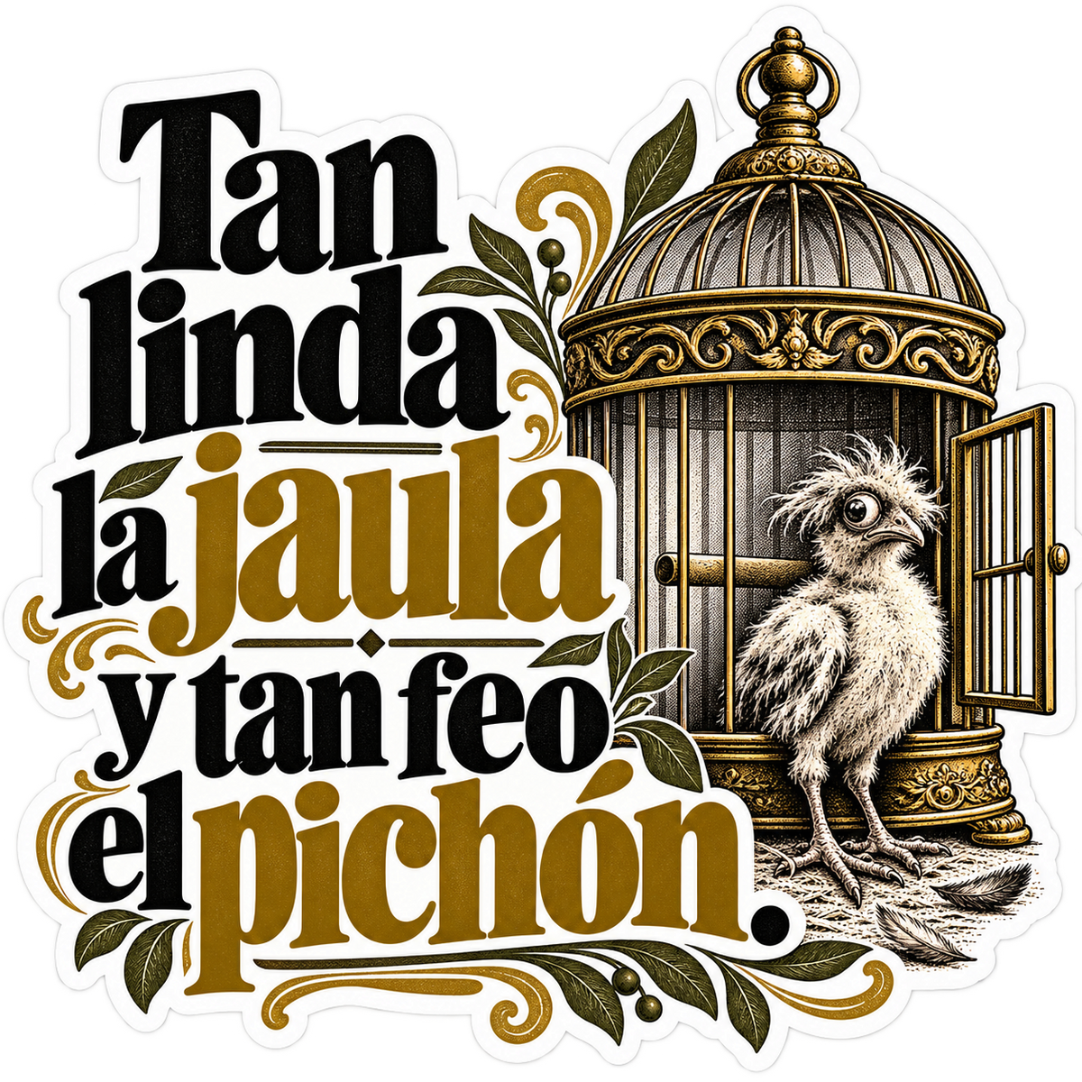 Tan linda la jaula y tan feo el pichón.