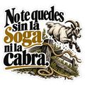 No te quedes sin la soga ni la cabra.