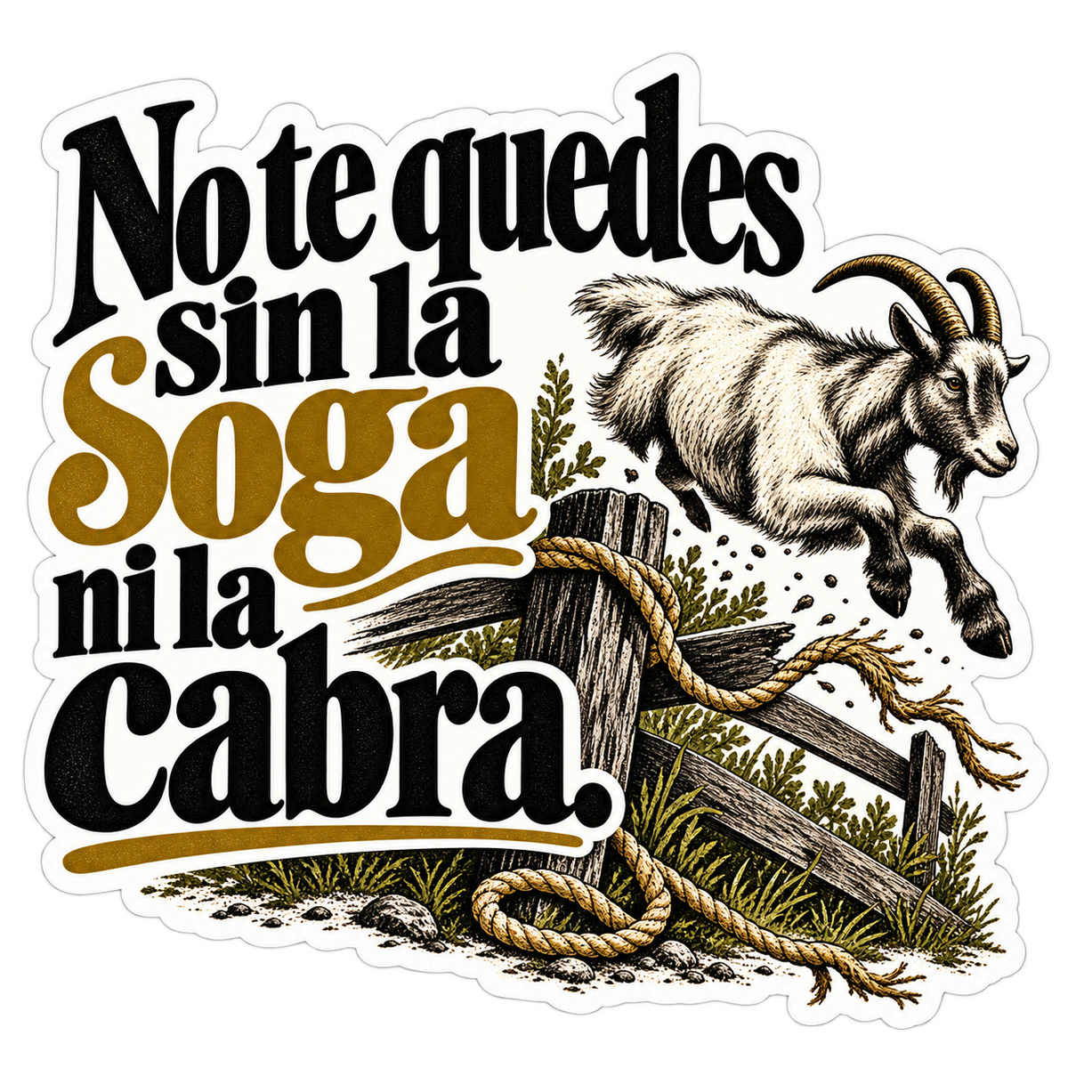 No te quedes sin la soga ni la cabra.